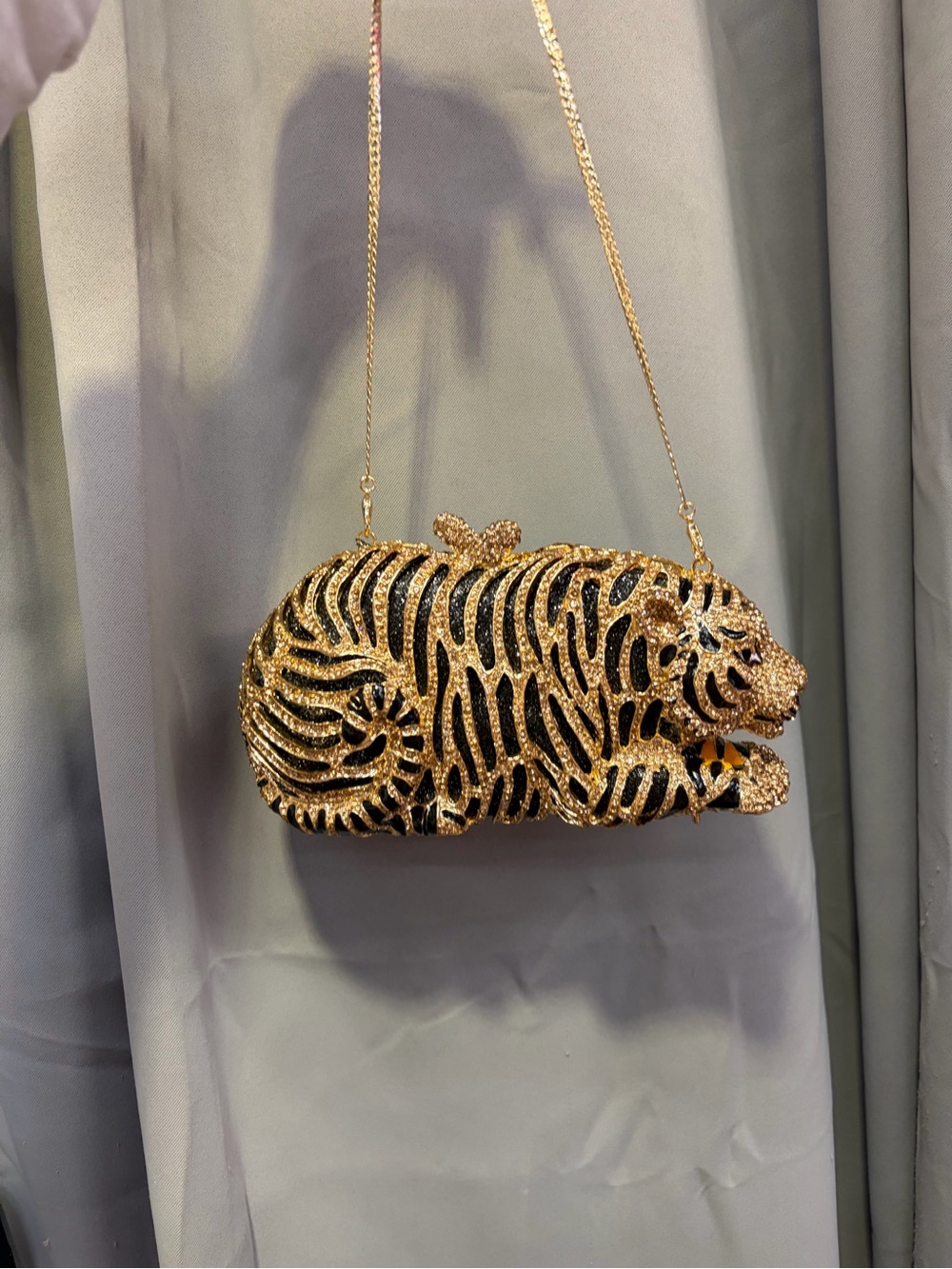 Gold Crystal Tiger Clutch Shoulder Bag - Women Bags
